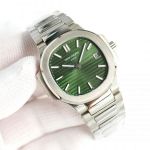 Swiss Copy Patek Philippe Nautilus 316L Custom Ergonomic Strap Green Dial 35.2mm